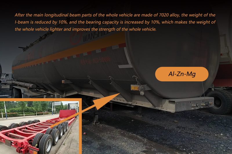 7020 Aluminum alloy for the longitudinal beam of tanker truck trailer